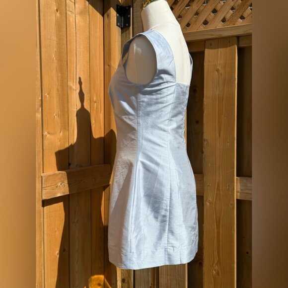 🆕 CULT GAIA 🧿 NWOT Marizia Silk-Dupioni Mini Dress, Coastal Blue - Sz US 2 - Picture 9 of 16